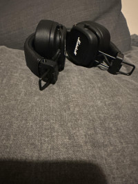 Headphones folded down for travel , Marshall Major V