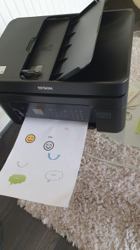 Example of print test in colour with blue, red, green and yellow , Epson WF-2935