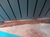 New radiator mounted and trench for pipework chopped out. , Guild Corded SDS Rotary Hammer Drill